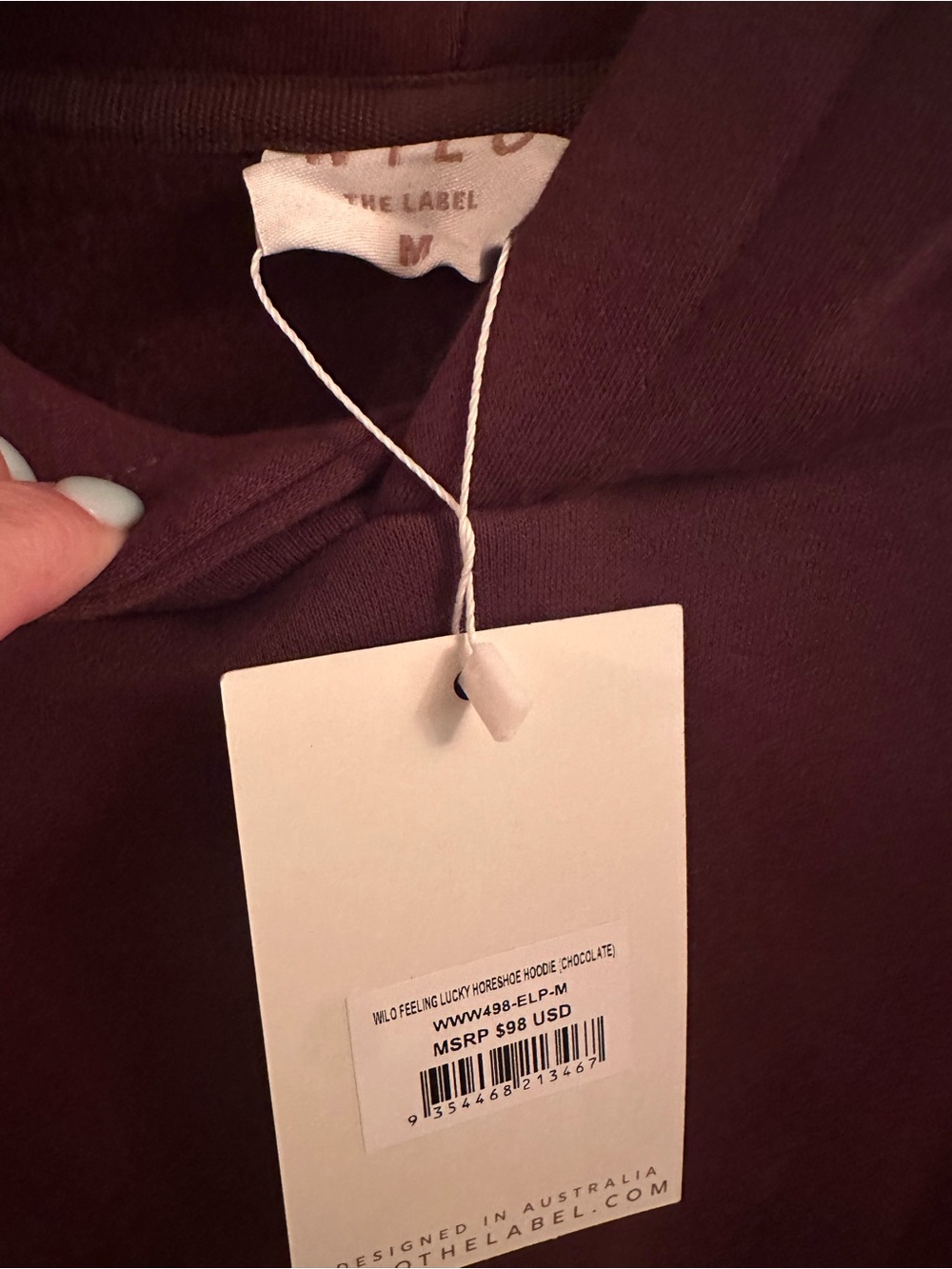 WILO the Label Lucky Horseshoe Chocolate Hoodie - NWT! Size Medium - Picture 3 of 7
